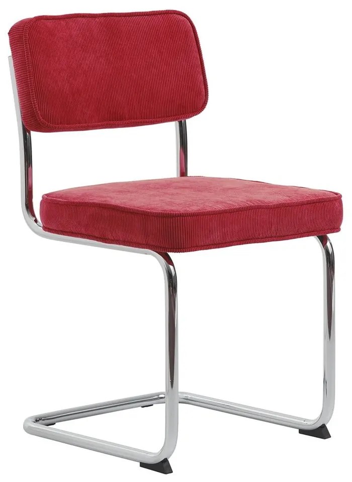 Sedia da pranzo in velluto a coste rosso Rupert - Unique Furniture