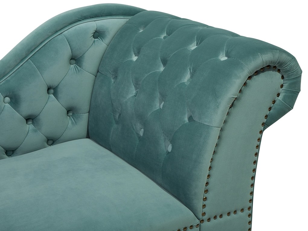 Chaise longue destra in velluto verde menta NIMES Beliani