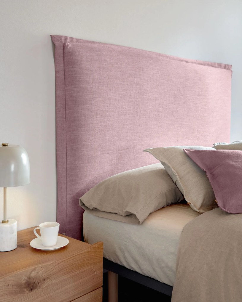 Kave Home - Testiera sfoderabile Tanit in lino rosa per letto da 180 cm