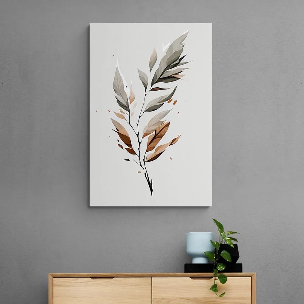Quadro su tela – Foglia minimalista in movimento