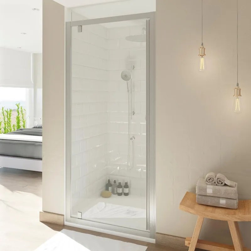Porta doccia battente L 66-70 cm x H 200 cm per nicchia in vetro trasparente SP. 8 mm, profilo lucido cromo, serie Style