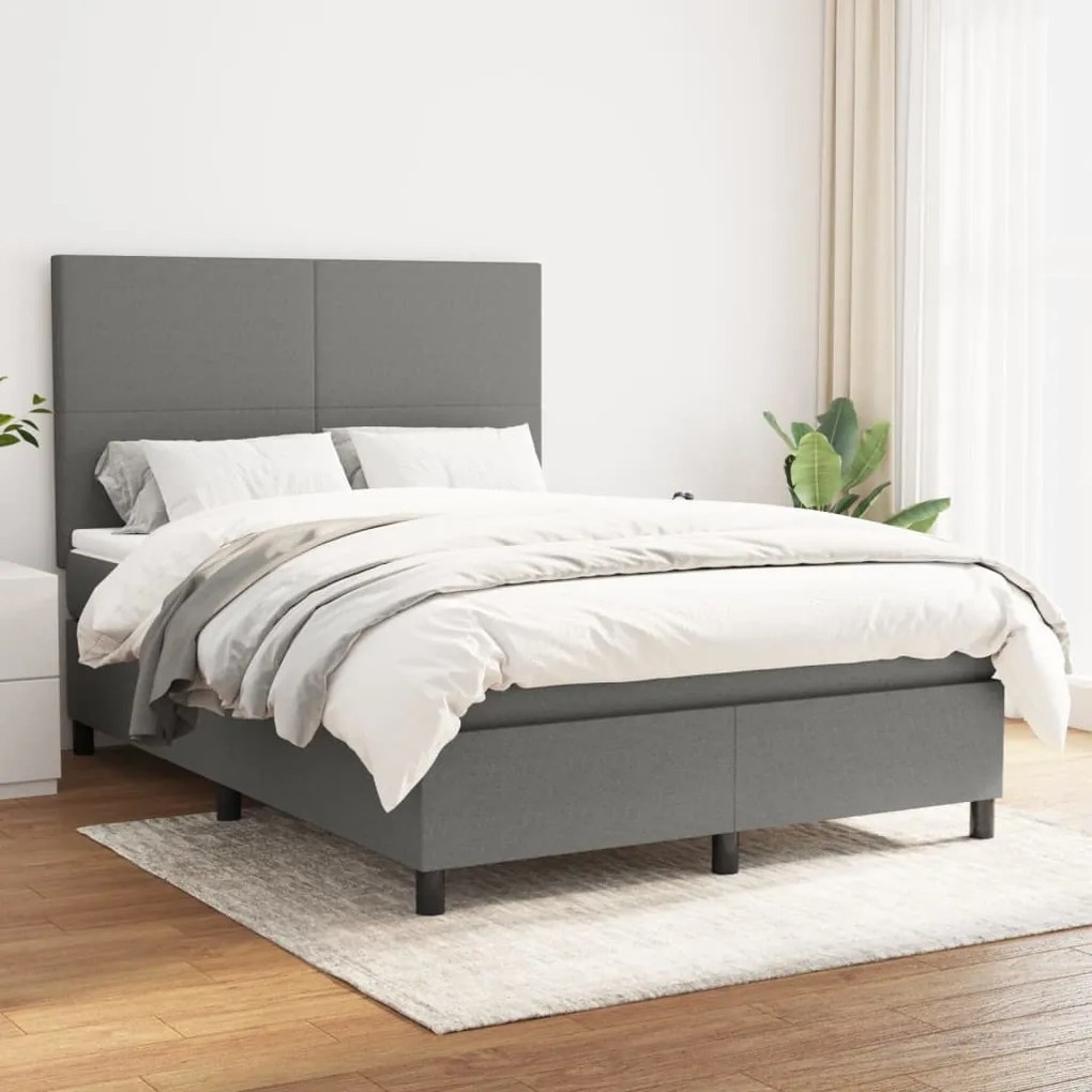 Giroletto A Molle Con Materasso Grigio Scuro 140x200cm Tessuto /