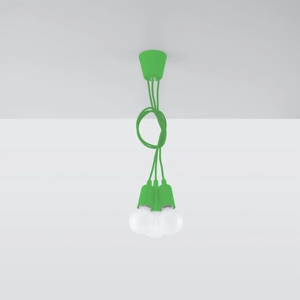 Lampadario su filo DIEGO 3xE27/60W/230V verde
