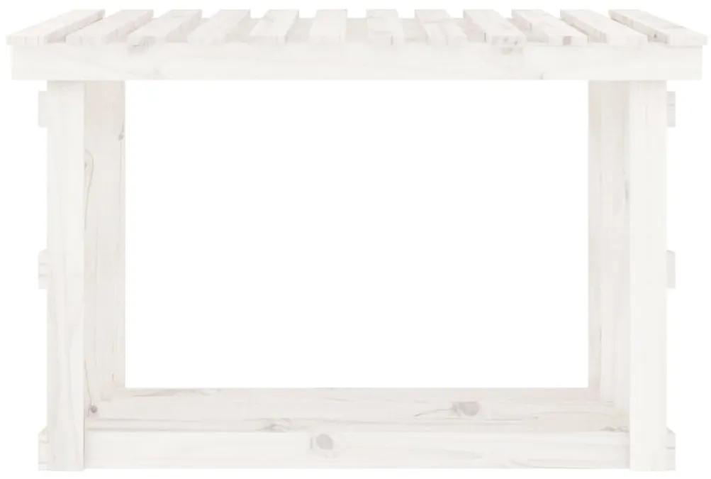 Portalegna Bianco 108x64,5x77 cm in Legno Massello di Pino