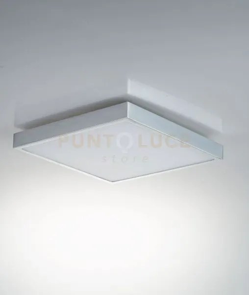 Plafoniera led domo cromo quadrata 24w 2700lm 4000k ip44 24x24x2,4cm