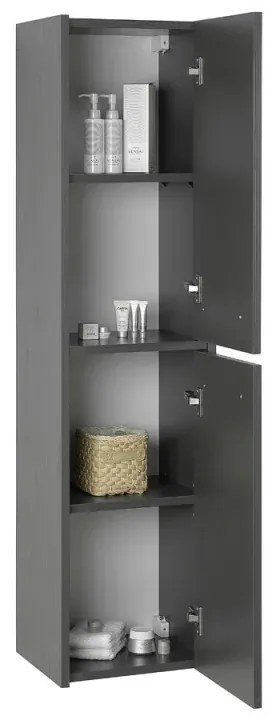 Colonna bagno sospesa 140 cm grigio effetto legno 2 ante soft-close Sofia