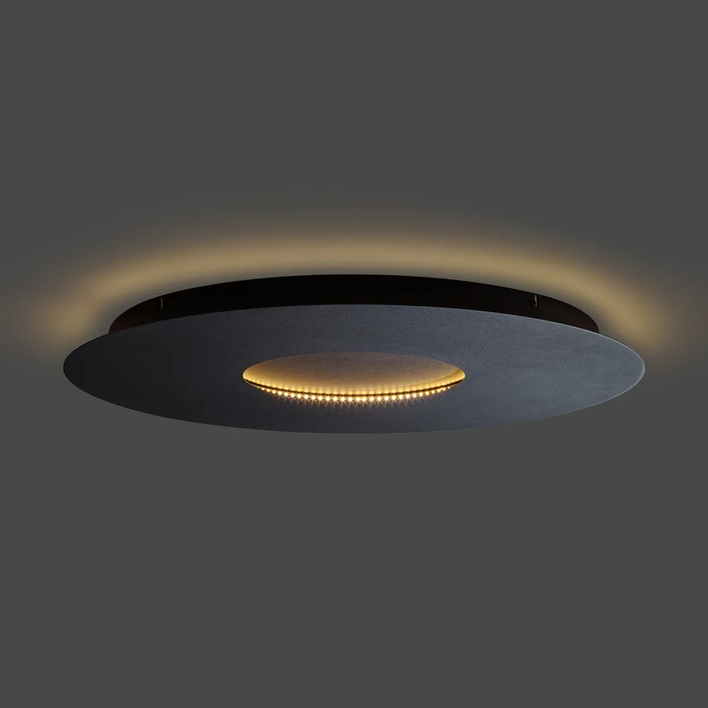 Plafoniera moderna nera 60cm con LED dimmerabile a 3 livelli - Morning