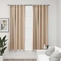 Tende Oscuranti con Ganci Effetto Lino 2 pz Beige 140x175 cm cod mxl 54856