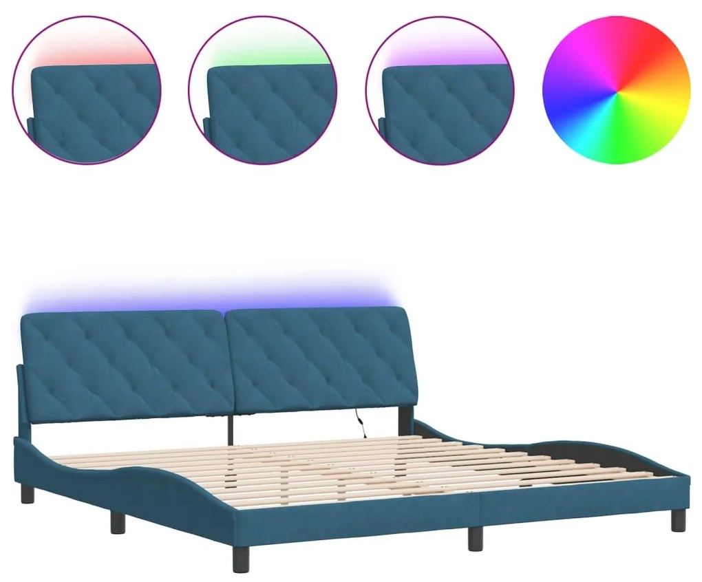 Giroletto con luci led blu 200x200 cm in velluto