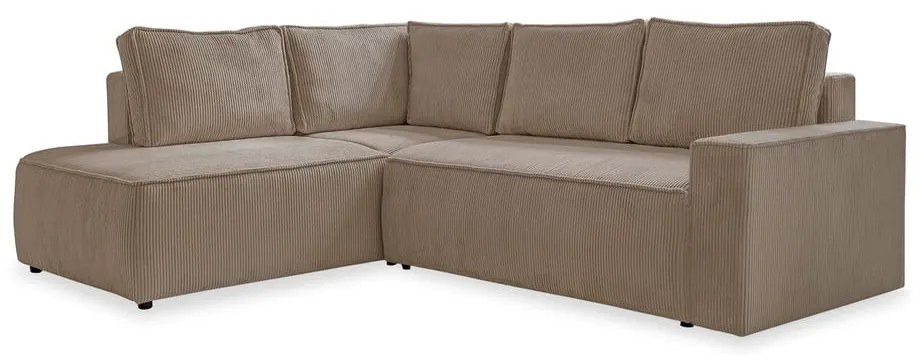 Divano letto angolare in velluto a coste beige Brave Dave - Miuform