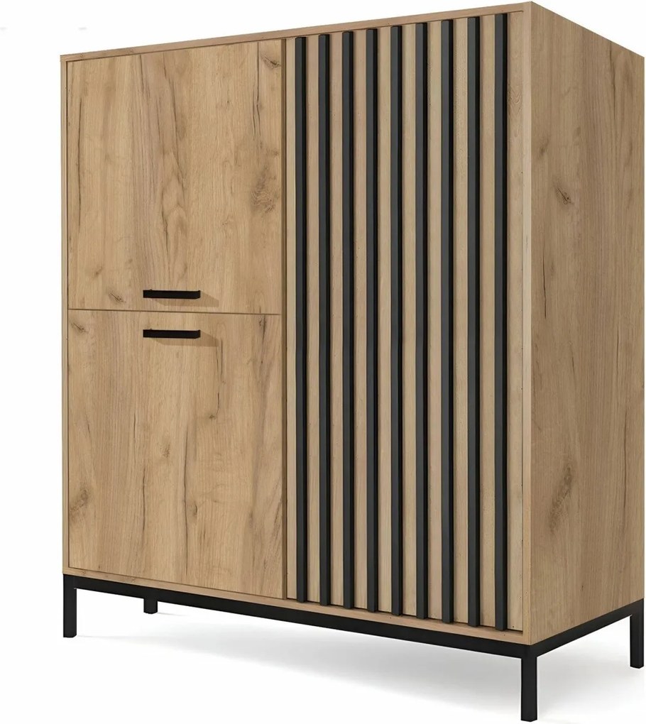 Credenza Lamino KM-2 in rovere craft/nero