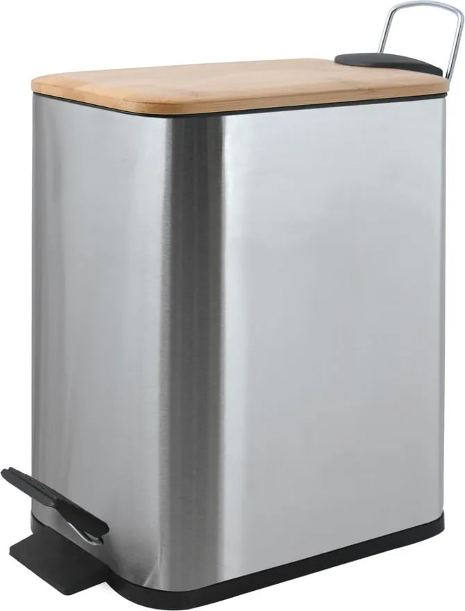 Cestino per la spazzatura color argento opaco in acciaio con pedale 5 l Erik – Spirella