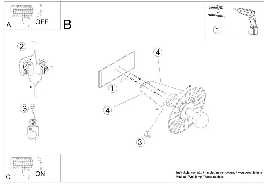 Lampada da soffitto nera ø 30 cm Soho - Sollux