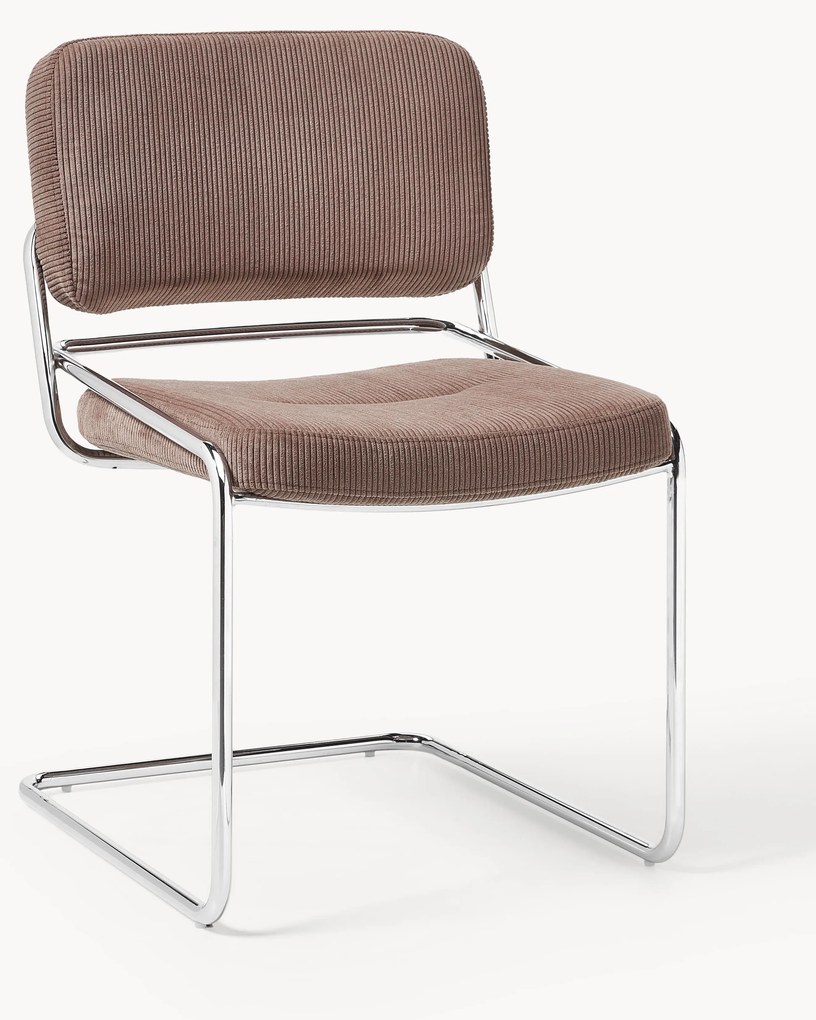 Sedia cantilever in velluto a coste Don