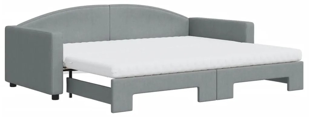 Divano letto estraibile materassi grigio chiaro 90x200 tessuto