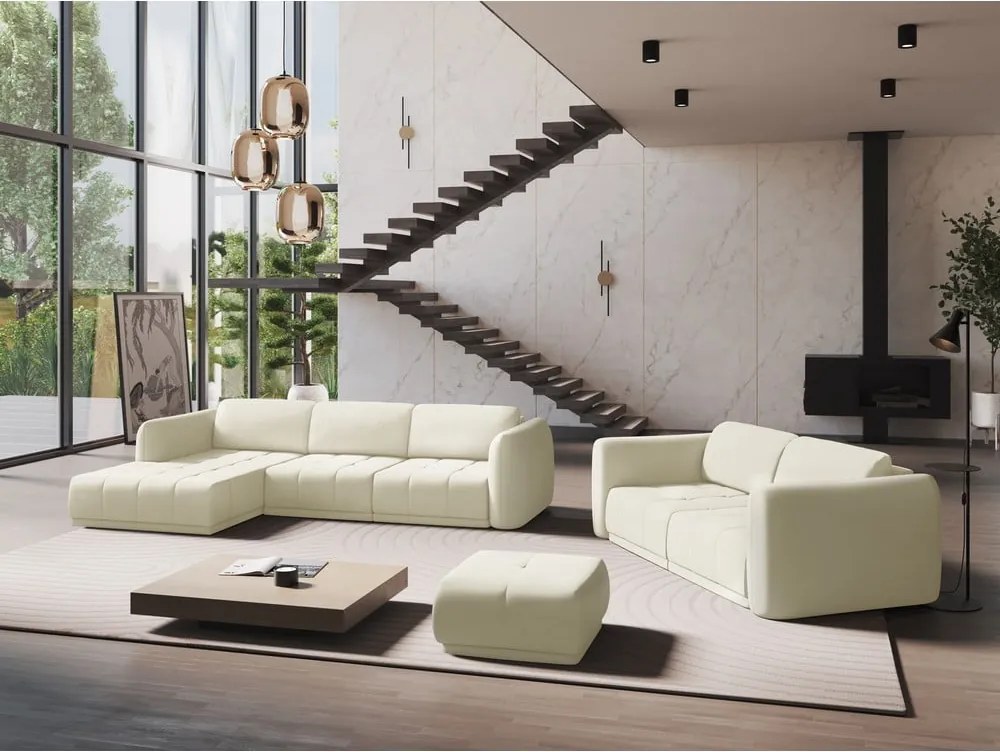 Divano angolare bianco (con penisola a sinistra) Hoku – Makamii