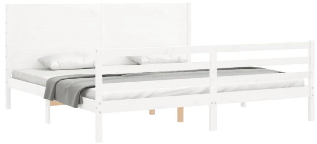 Giroletto con testiera bianco 200x200 cm in legno massello