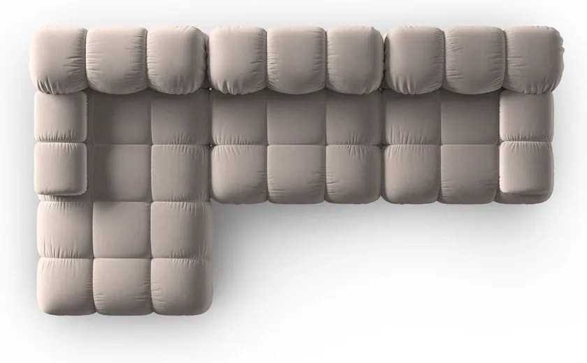 Divano angolare componibile in marrone chiaro (con penisola a sinistra) con rivestimento in velluto Bellis – Micadoni