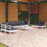 Set Divani da Giardino 9 pz con Cuscini in Massello di Pino 3096239