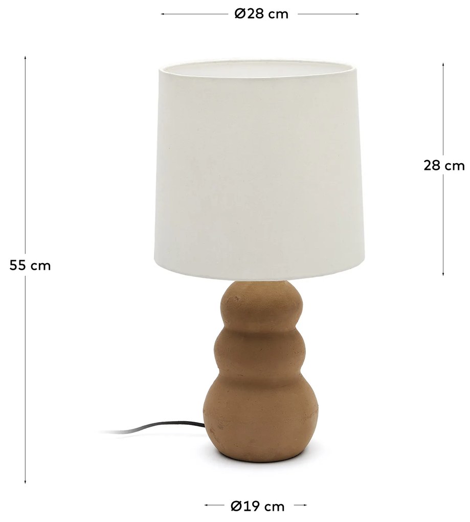 Kave Home - Lampada da tavolo Madsen di terracotta e paralume bianco