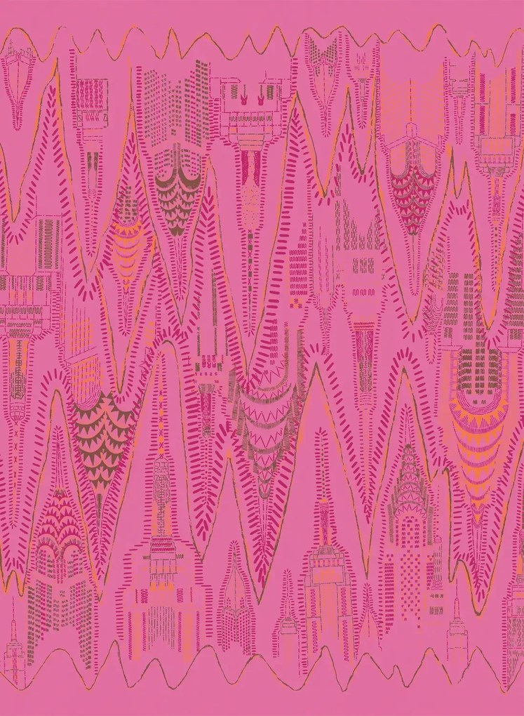 Rebel Walls Carta da parati panoramica Manhattan - Hot Pink