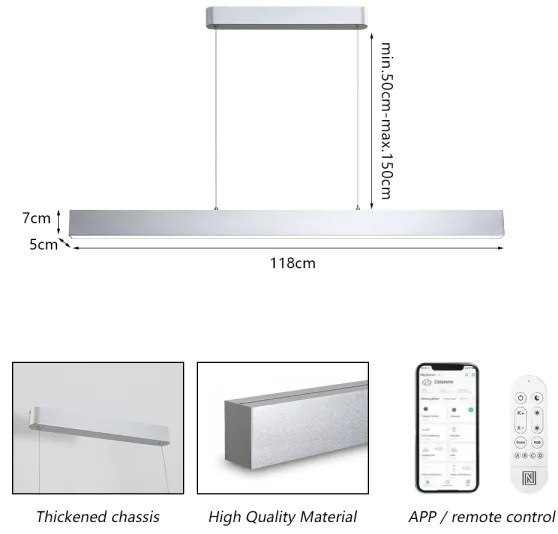 Brilagi-LED Lampadario dimmerabile SLEEKLINE SMART LED/40W/230V Wi-Fi Tuya argento + telecomando
