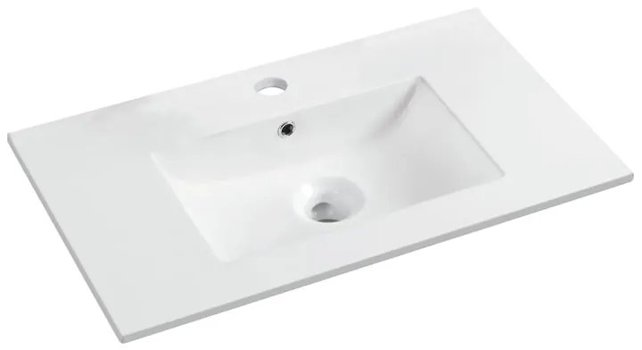 Lavabo a incasso rettangolare vasca centrale Essential L 81 x H 16 x P 46 cm in ceramica bianco lucido