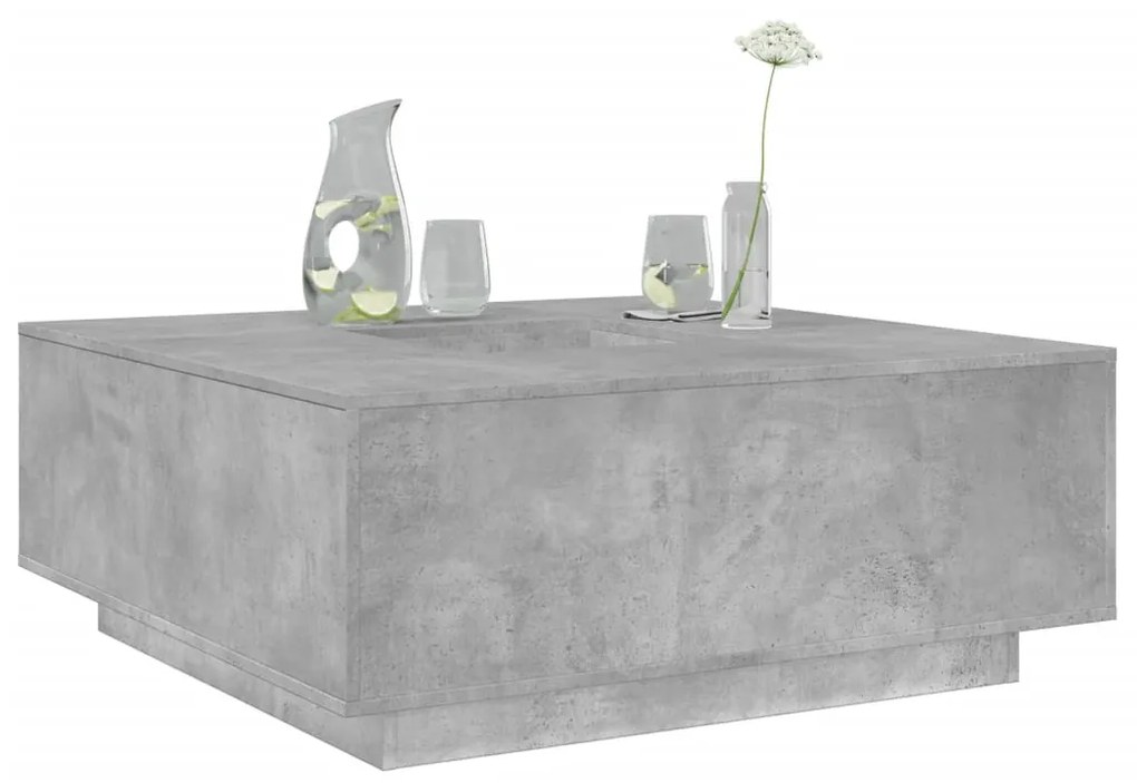 Tavolino Salotto Grigio Cemento 100x100x40 Cm Legno Multistrato /