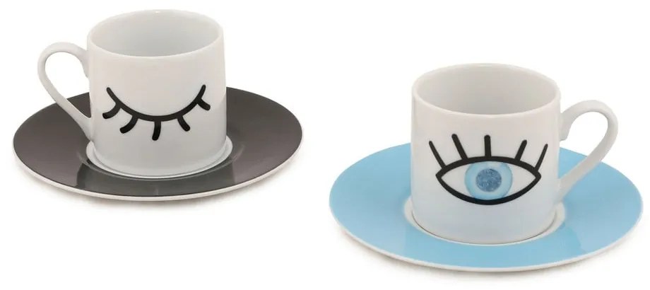 Set di 2 tazze e piattini Eyes, 90 ml - Kütahya Porselen