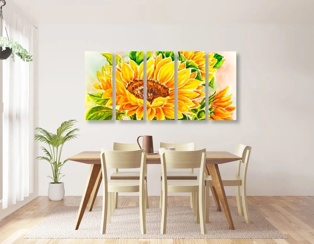 Quadri 5 pezzi – Girasole splendido