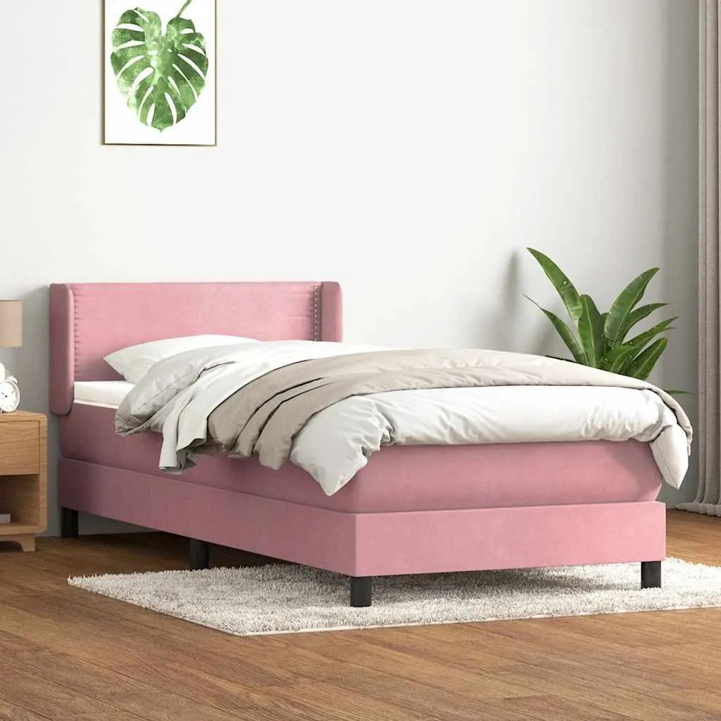 Giroletto A Molle Con Materasso Rosa 90x210 Cm Velluto /
