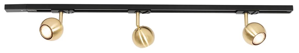 Sistema di illuminazione a binario moderno con 3 faretti oro 1 fase - Iconic Gissi