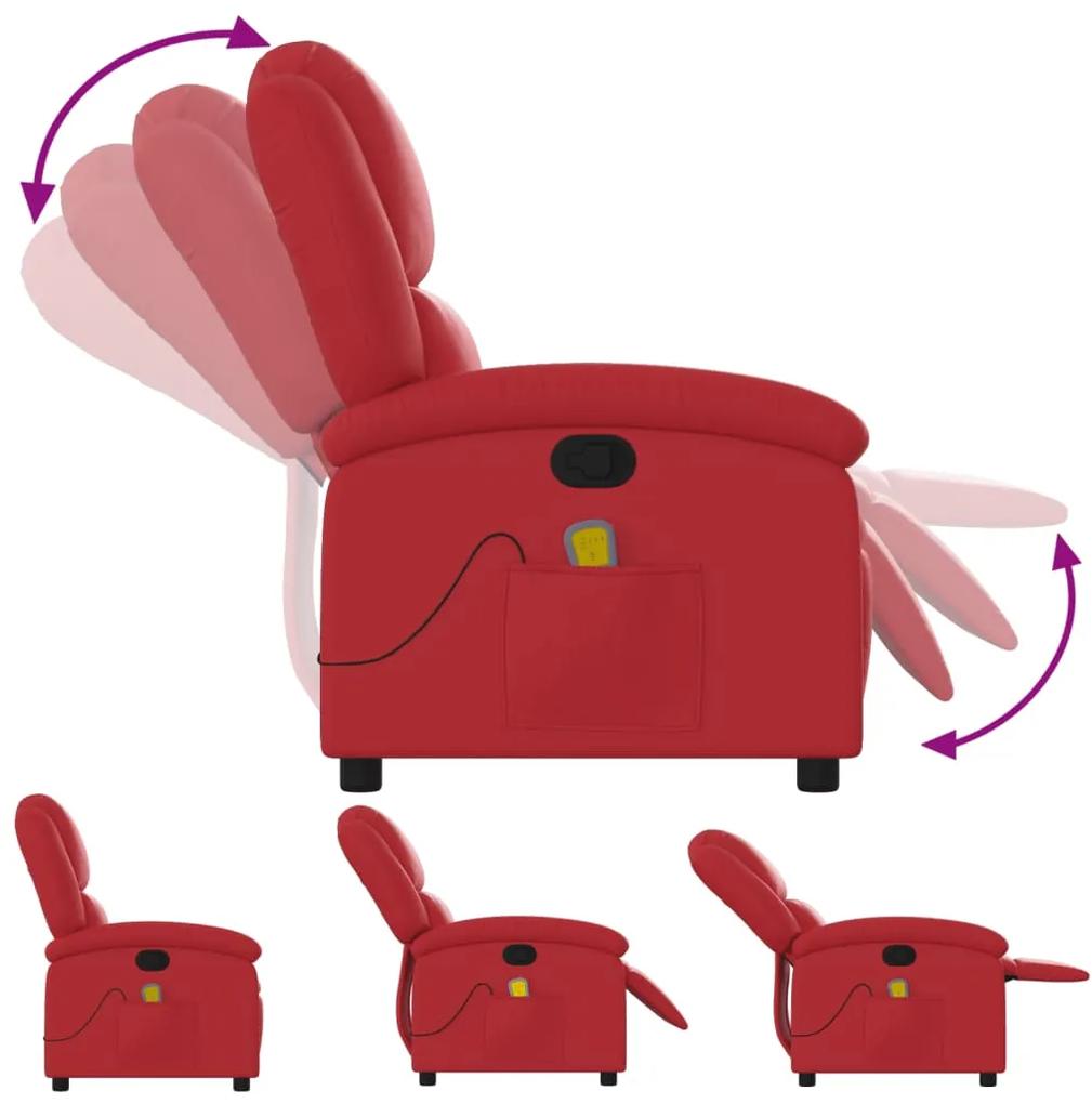 Poltrona Massaggiante Reclinabile Rossa in Similpelle