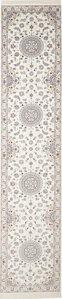 Nain Tappeto persiano 90x400 Beige (Iran) Annodato A Mano