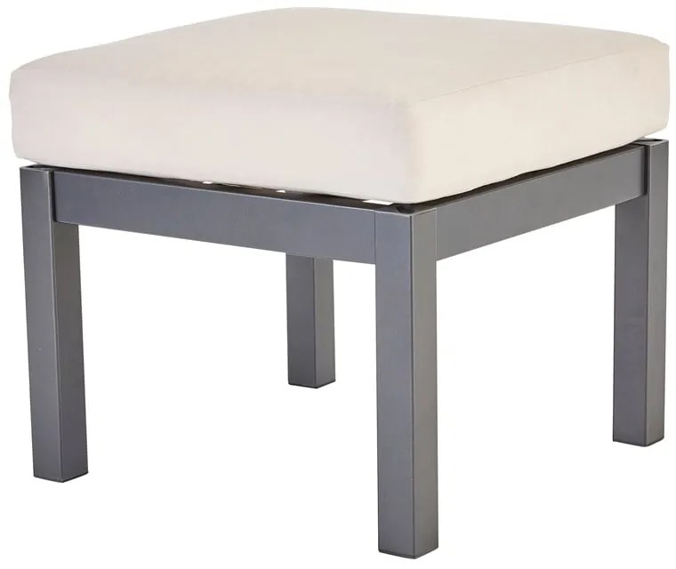 Pouf da giardino con cuscino beige Oris NATERIAL, struttura in alluminio seduta in poliestere antracite, L 50.7 x H 42 x P 45 cm