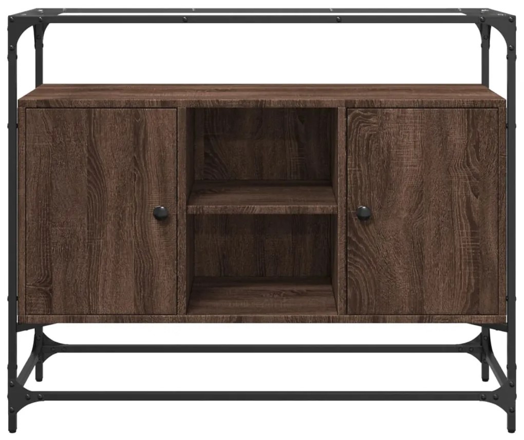 Credenza piano vetro rovere marrone 98x35x81 legno multistrato