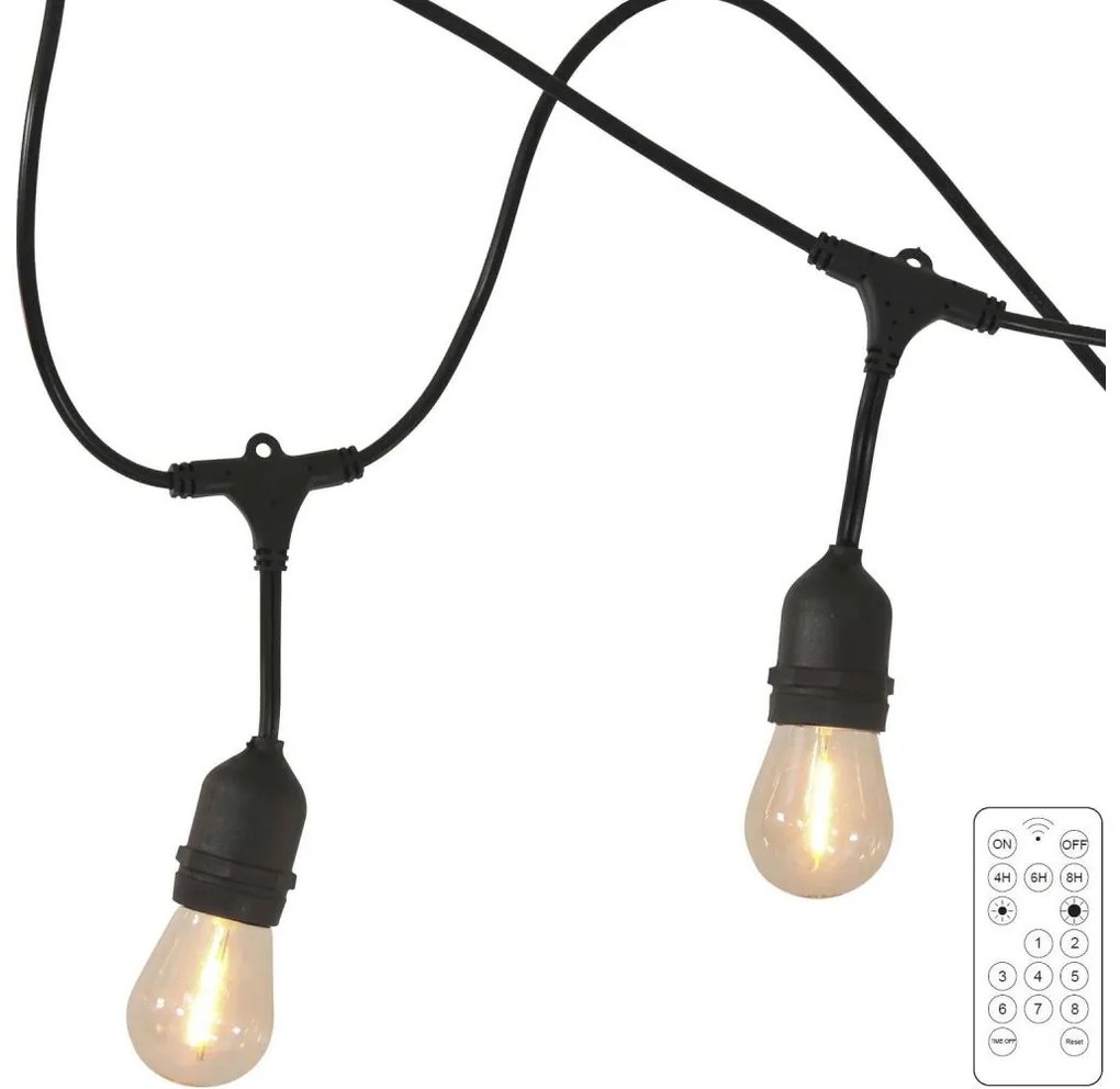 LED Catena solare da esterno PARTY 10xE27/3,7V 10 m IP44 + TC