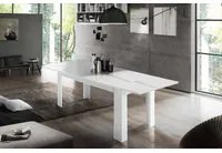 Tavolo per sala da pranzo estensibile, Made in Italy, Tavolo moderno con allunghe, Consolle allungabile, cm 160/210x90h75, Bianco lucido