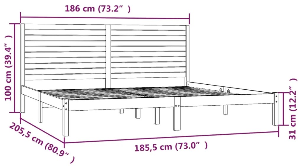 Giroletto Bianco in Legno Massello 180x200 cm Super King