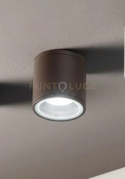 Plafoniera per esterni jubo 1 luce attacco gu10 marrone d.9cm