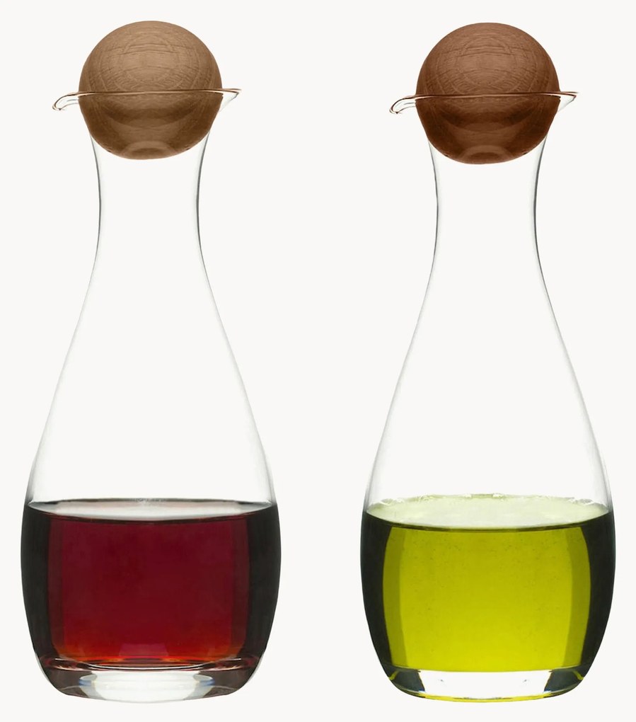 Set olio e aceto in vetro soffiato con tappi in legno Eden 2 pz