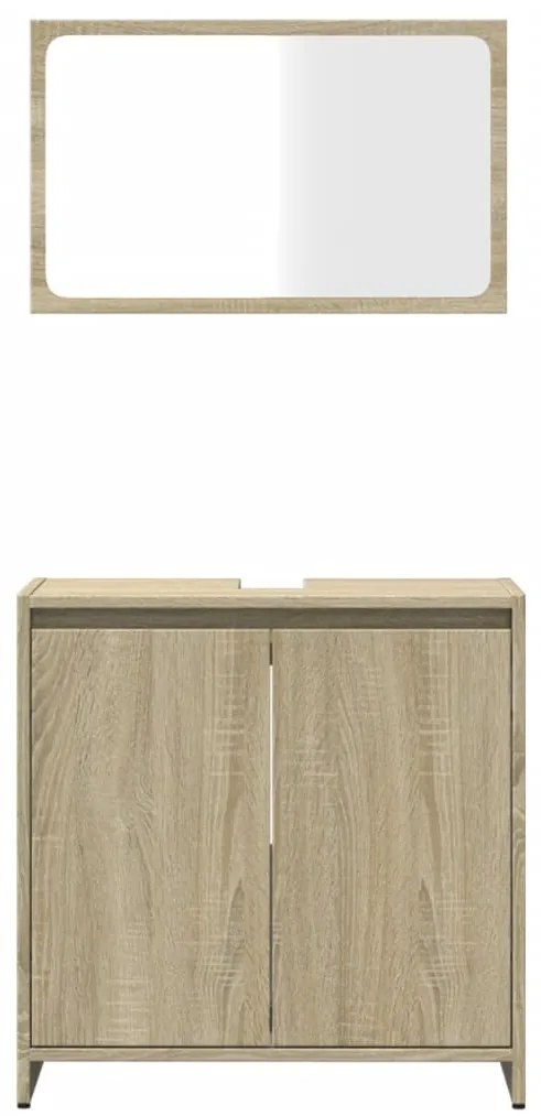 Set mobili da bagno 2 pz rovere sonoma in legno multistrato