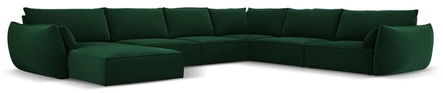 Divano angolare verde scuro (con penisola a destra/a U) con rivestimento in velluto Vanda – Mazzini Sofas