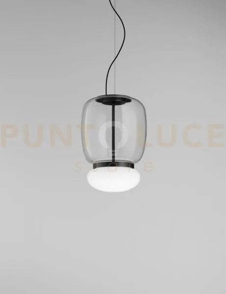 Faro sospensione g cristallo bianco nero opaco 2 l3202  led 3000k 1...