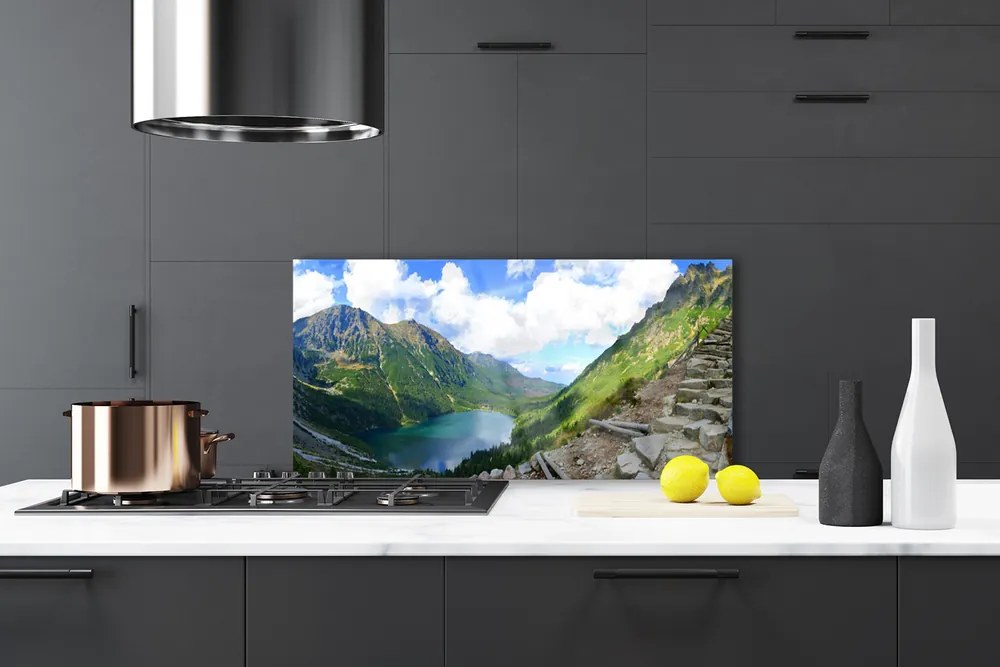 Pannello rivestimento parete cucina Paesaggio di montagne 140x70 cm