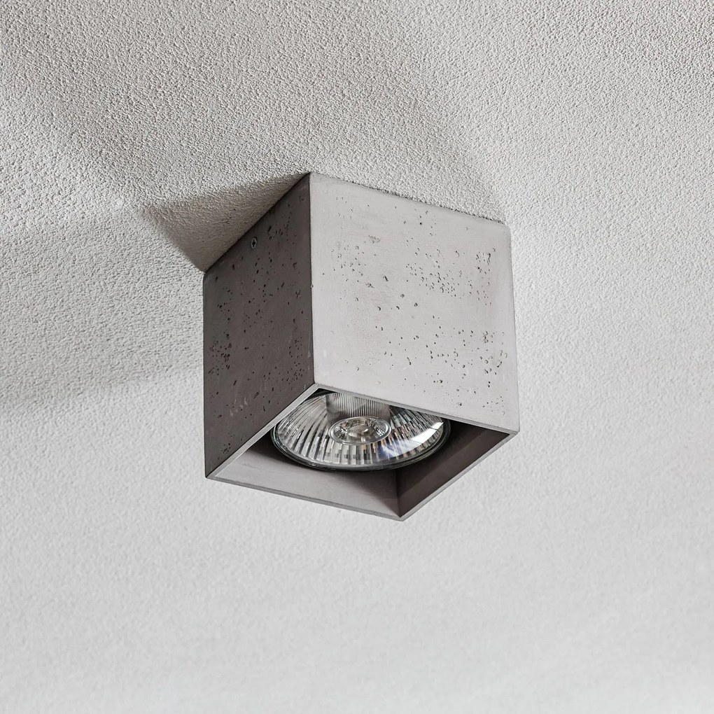 SOLLUX LIGHTING Plafoniera Ara a forma di cubo in cemento 14 cm x 14 cm