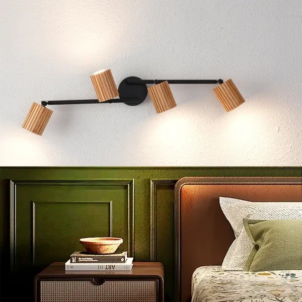 Brilagi - Faretto MODERN WOOD 4xGU10/8W/230V legno/nero