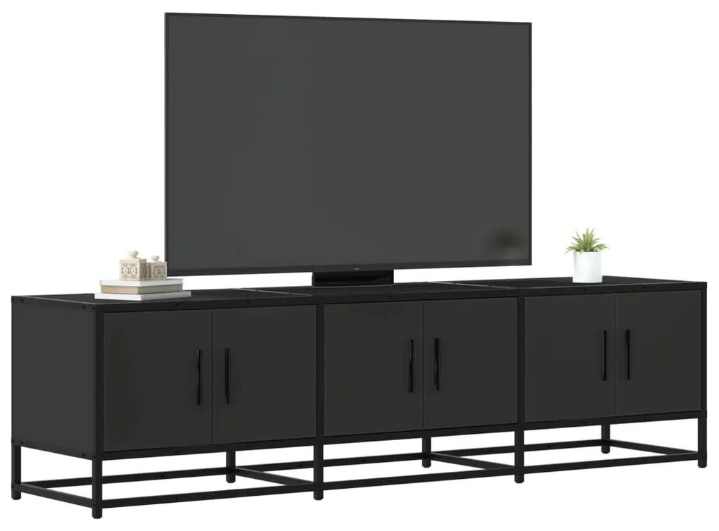 Mobile Porta Tv Nero 150x35x41 Cm İn Truciolato E Metallo /