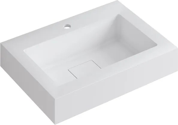 Lavabo a incasso rettangolare L 60.5 x H 14.4 x P 46 cm in resina bianco lucido