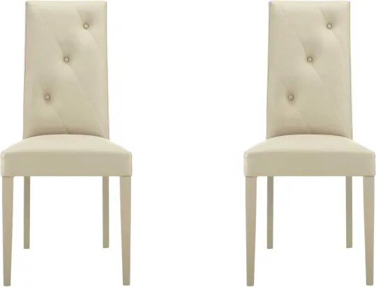 Sedia ecopelle Beige - schienale imbottito 2 sedie JENNY